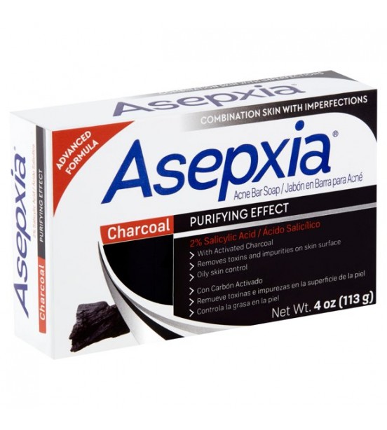 Asepxia Acne Bar Soap With Activated Charcoal and Salicylic Acid, Advanced Formula, 4 oz