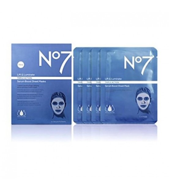 No7 Lift & Luminate TRIPLE ACTION Serum Boost Sheet Mask 1.0 ea x 4 pack