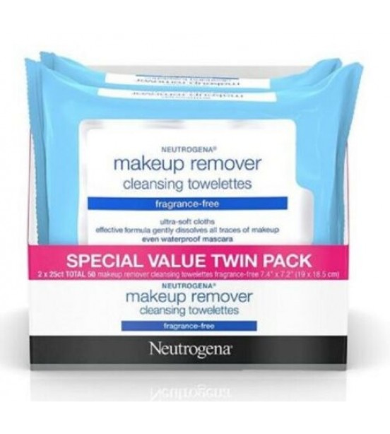 Neutrogena Makeup Remover Towelettes, Twin Pack, Fragrance Free 