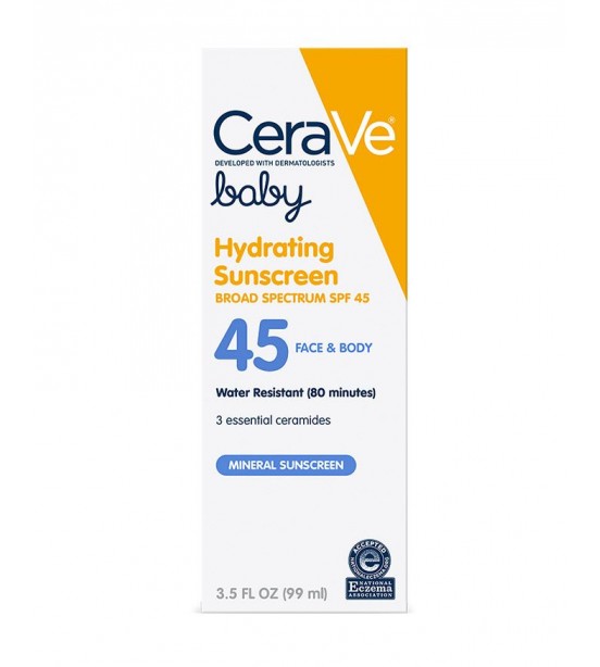 CeraVe Baby Face & Body Hydrating Mineral Sunscreen SPF 45 3.5 fl oz