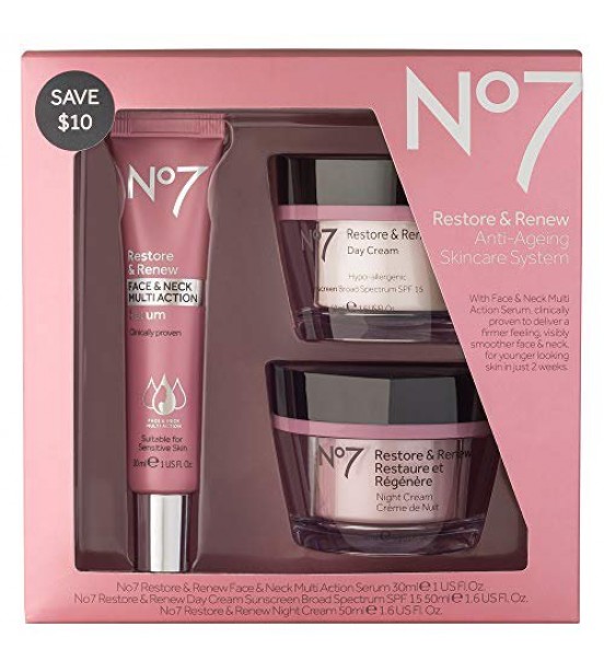 No7 Restore & Renew Face & Neck Multi Action Skincare System Pack of 1