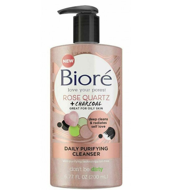 Biore Rose Quartz Charcoal Daily Purifying Cleanser