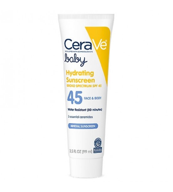 CeraVe Baby Face & Body Hydrating Mineral Sunscreen SPF 45 3.5 fl oz
