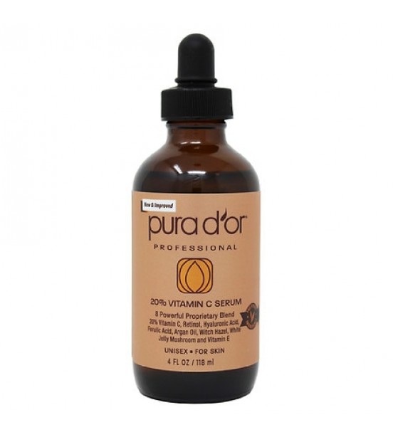 PURA D'OR 20% Vitamin C Serum For Eyes and Face 4.0 oz