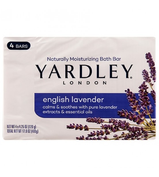 Yardley London Naturally Moisturizing Bath Bar English Lavender 4.25 oz x 4 pack