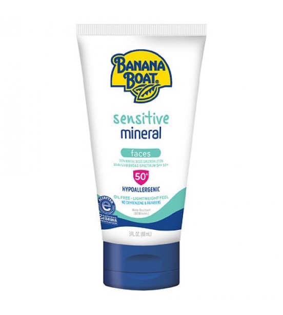 Banana Boat Sensitive 100% Mineral Face Sunscreen Lotion SPF 50+3.0 fl oz