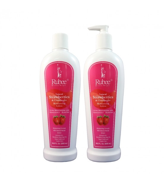 Rubee Natural Strawberries and Champagne Moisturizing Lotion-16 Oz Pack